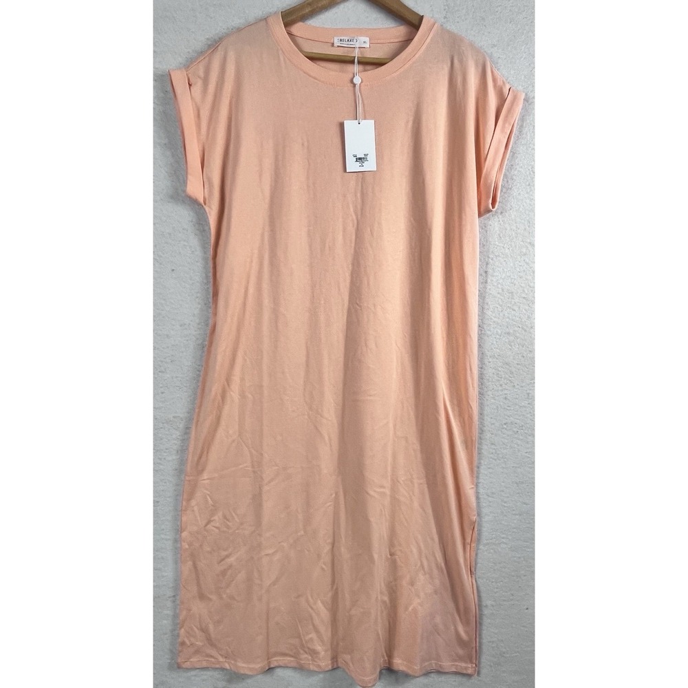 LA Relaxed Ragen Midi Dress Color Peach Size XLarge NWT